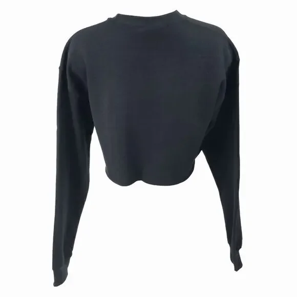 SAN FRANCISCO 49ERS Double Script BLACK Crop Top Pullover Crewneck Sweatshirt - Picture 5 of 5